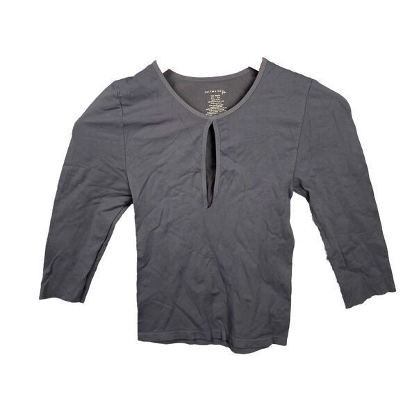 INTIMATELY BY FREE PEOPLE Short Half Sleeves Seamless Top Size XS/S Keyhole Gray - Picture 1 of 3